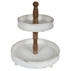 White 2 Tier Round Wooden Tray