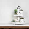 White Distressed 2 Tier Round Stand