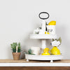 White Distressed 2 Tier Round Stand