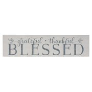 Gray and White Grateful Thankful Blessed Wall Art