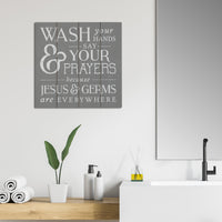 Gray Wood Wash Jesus and Germs Bathroom Wall Art