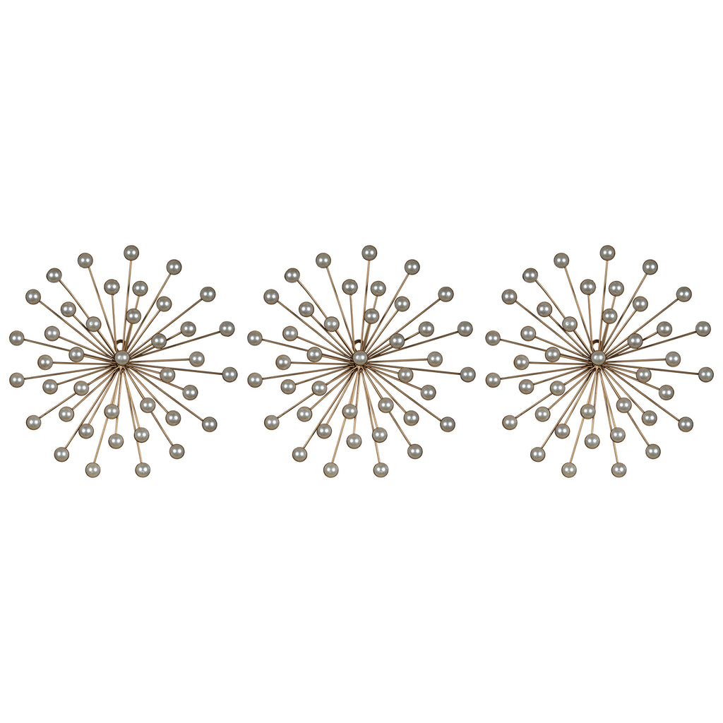 Set of 3 Pearl Starbursts Wall Décor