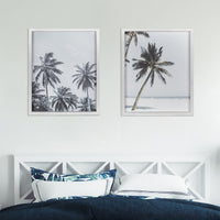 Single Palm Tree White Wood Framed Wall Art