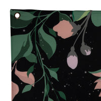 Moon Phases with Floral Border Black Wall Tapestry