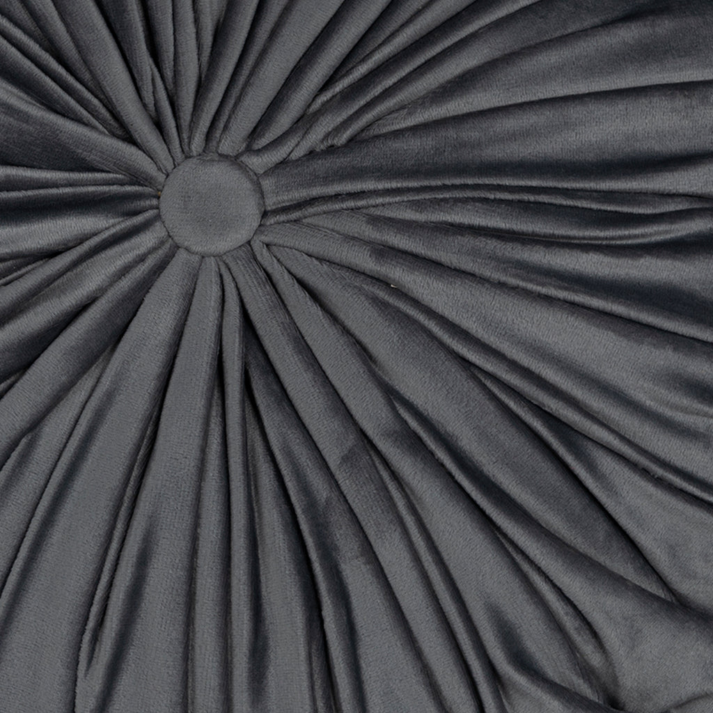 Grey Round Tufted Velvet Pillow