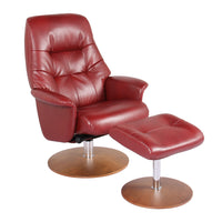 Contemporary Earthy Red Swivel Recliner and Ottoman Set