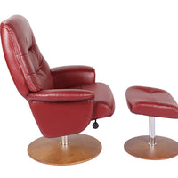 Contemporary Earthy Red Swivel Recliner and Ottoman Set