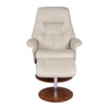 Contemporary Off White Taupe Swivel Recliner and Ottoman Set