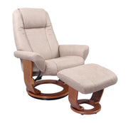 Contemporary Sandy Beige Swivel Recliner and Ottoman Set
