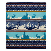 Queen Size Ultra Soft Blue Ski Mountain Handmade Woven Blanket