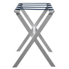 White Wood Straight Leg Luggage Rack with 4 Navy Nylon Straps