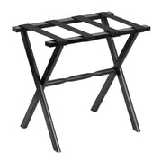 Black Wood Straight Leg Luggage Rack with 4 Fine Black Nylon Straps