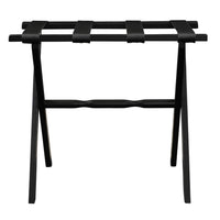 Black Wood Straight Leg Luggage Rack with 4 Fine Black Nylon Straps