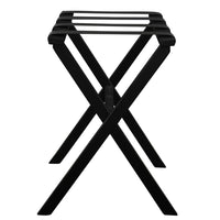 Black Wood Straight Leg Luggage Rack with 4 Fine Black Nylon Straps