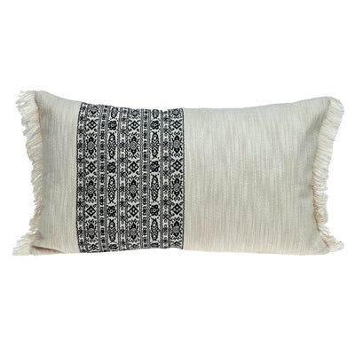 Black and White Geometric Fringe Throw Pillow