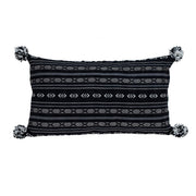 Black and Gray X Pom Throw Pillow