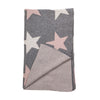 Grey Ivory and Pink Stars Knitted Baby Blanket