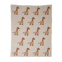 Ivory Giraffe Knitted Baby Blanket