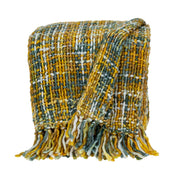 Boho Yellow and Gray Basketweave Throw Blanket