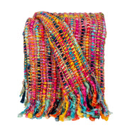 Boho Rainbow Basketweave Throw Blanket