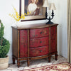 Red Solid Wooden Hand Painted Console Cabinet