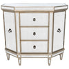 3 Drawer Mirrored Angled Console Chest finished with Silver Birch Accents