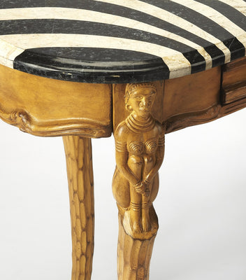 Zebra skin Fossil Stone Veneer Writing Desk with Heritage Finish