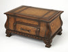 Genuine Leather Bombe Trunk Table with Three Hinged Lid Removable Divider