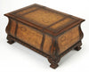 Genuine Leather Bombe Trunk Table with Three Hinged Lid Removable Divider