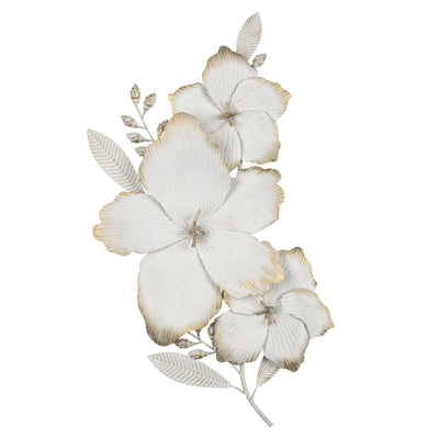 Blooming White and Gold Metal Flower Wall Decor