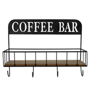 Coffee Bar Metal and Wood Wall Shelf