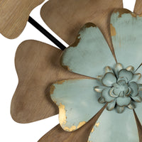 Fun Flowers Natural Wood and Aqua Blue Wall Decor