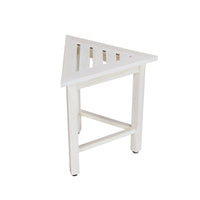 Hotel White Teak 18" Triangle Corner Shower Bench or Shelf