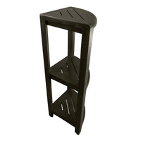 Dark Gray Teak 32" Curvilinear Corner Shower Tiered Shelf