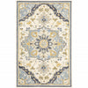 4'x6' Blue and Ivory Bohemian Area Rug