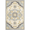 5'x8' Blue and Ivory Bohemian Designs Indoor Rug