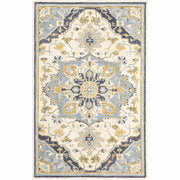 8'x10' Blue and Ivory Bohemian Designs Indoor Rug