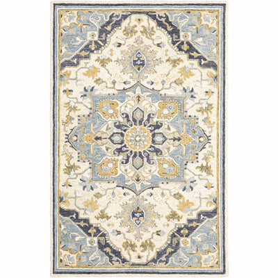 10'x13' Blue and Ivory Bohemian Designs Indoor Rug