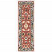 3'x8' Red and Blue Bohemian Runner Rug