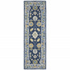 3'x8' Navy and Blue Bohemian Area Rug