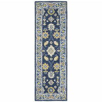 3'x8' Navy and Blue Bohemian Area Rug