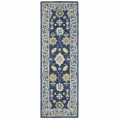 3'x8' Navy and Blue Bohemian Area Rug