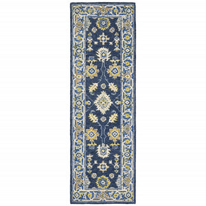 3'x8' Navy and Blue Bohemian Area Rug