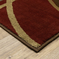 9' Brown and Red Abstract Indoor Jute Runner Area Rug