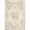 4'x6' Beige and Ivory Center Jewel Area Rug