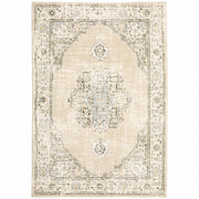 4'x6' Beige and Ivory Center Jewel Area Rug