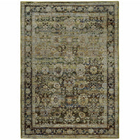 2'x3' Green and Brown Floral Area Rug