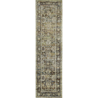 2'x8' Green and Brown Floral Runner Rug