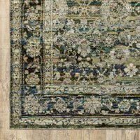 4'x6' Green and Brown Distressed Floral Indoor Area Rug