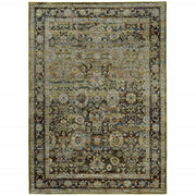 7'x9' Green and Brown Floral Area Rug